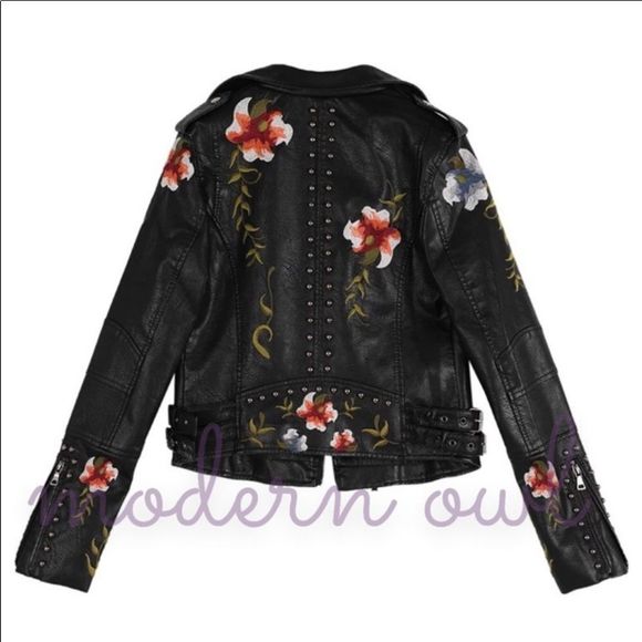 025-BEAUTIFUL EMBROIDERED Leather Jacket - Picture 5 of 7